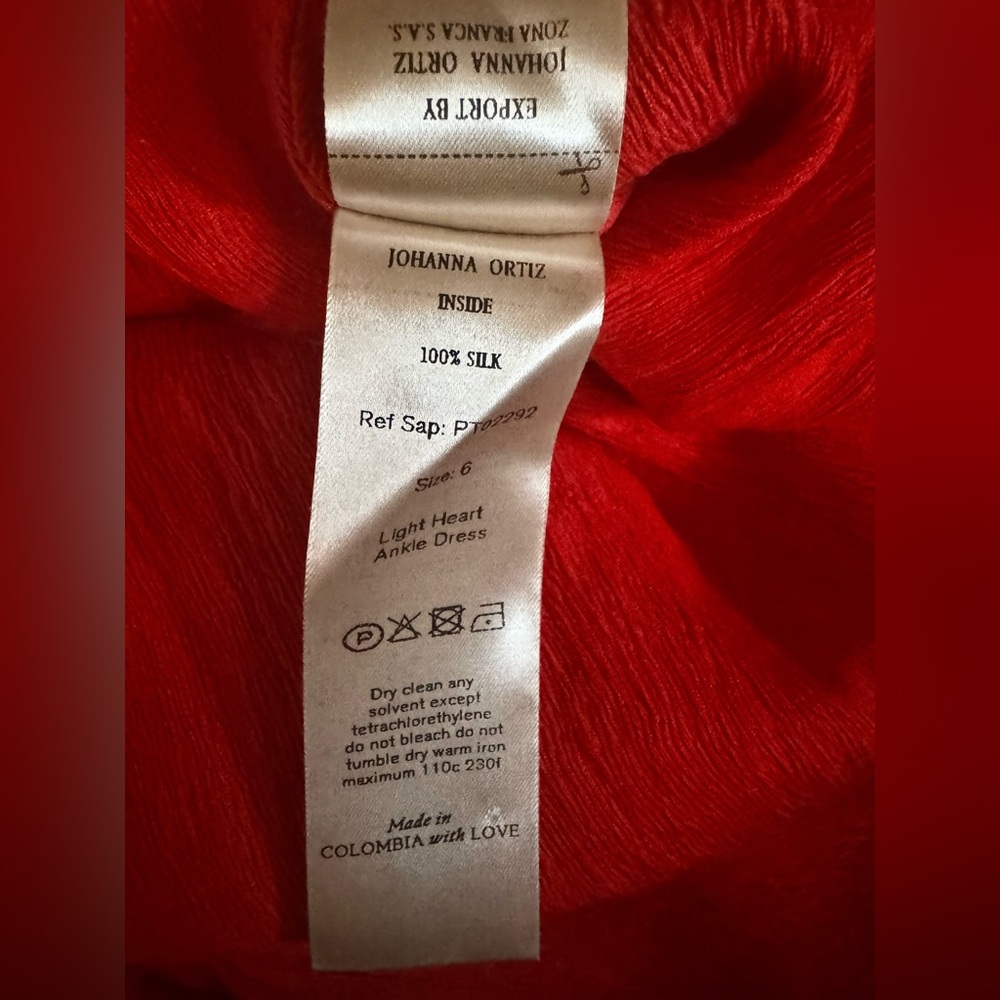 $1250 NWT Johanna Ortiz Runway 100% Silk Red Heart Cutout Halter Maxi Dress - Picture 16 of 16